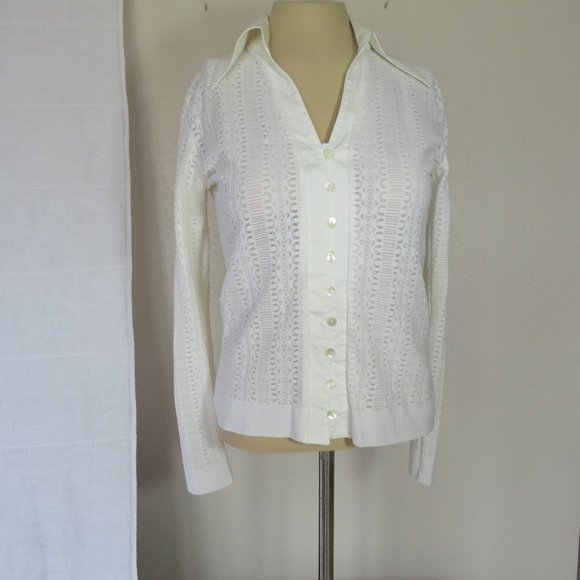 Vintage Rayure Paris Lace Button Up Blouse - Picture 1 of 7